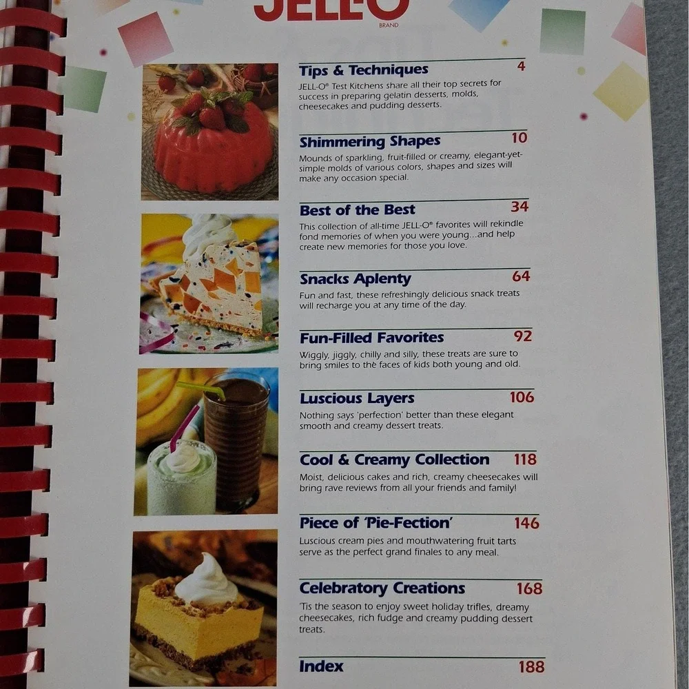 Jell-o Brand Collection Recipes Cookbook Hard Cover Comb Bound 2005